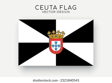 Ceuta-Flagge. Detaillierte Flagge auf weißem Hintergrund. Vektorgrafik