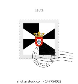 Ceuta Flag Postage Stamp on white background. Vector illustration.