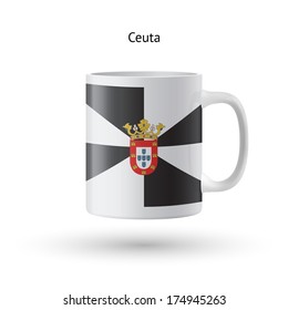 Ceuta flag souvenir mug isolated on white background. Vector illustration.