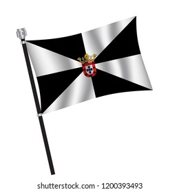 Ceuta flag , flag of Ceuta waving on flag pole, vector illustration EPS 10.