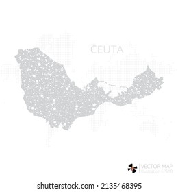 Ceuta grey map isolated on white background with abstract mesh line and point scales. Vector illustration eps 10