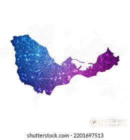 Ceuta map in geometric wireframe blue with purple polygonal style gradient graphic on white background. Vector Illustration Eps10.