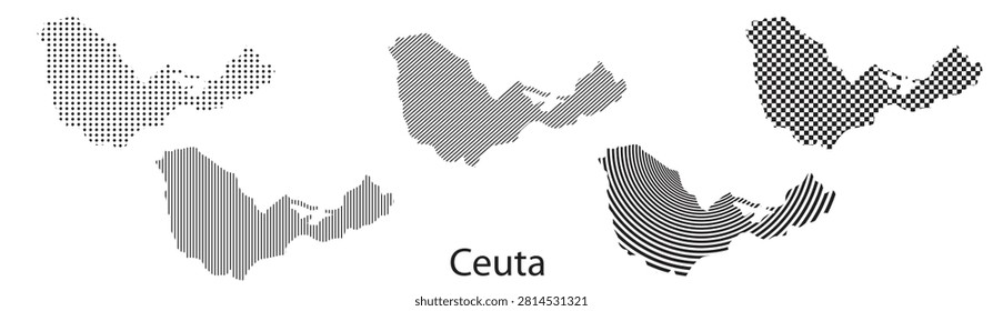 Ceuta map infographic simple design element black abstract geometric pattern icon style Ceuta country landscape outline shape vector illustration