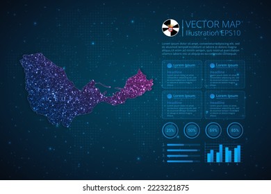 Ceuta map infographics template for diagram, graph, presentation and chart with abstract geometric mesh polygonal light concept on blue background. Vector Illustration EPS10.