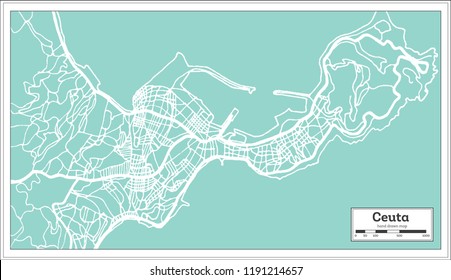 Ceuta Spain City Map in Retro Style. Outline Map. Vector Illustration.