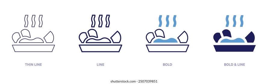 Ceviche icon in 4 different styles. Thin Line, Line, Bold, and Bold Line. Duotone style. Editable stroke.