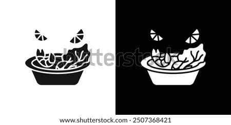 Ceviche icon flat line symbol set.
