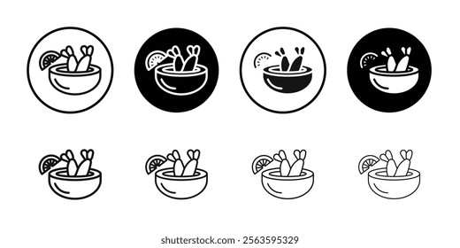 Ceviche icon Flat outline fill set collection