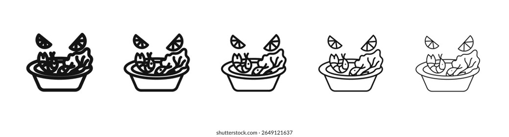 ícone Ceviche vetor contorno conjunto sinal de ilustração