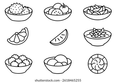 ceviche line art vibrant fresh seafood plate drawing.eps