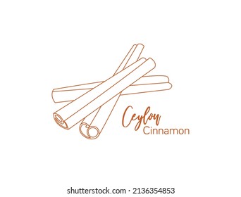 Ceylon cinnamon sticks icon, logo vector illustration 