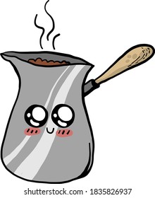 Cezve for black coffee, illustration, vector on white background