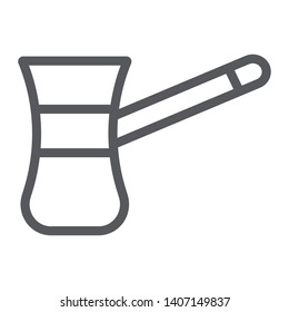 Cezve for coffe line icon, food and drink, old coffee maker sign, vector graphics, a linear pattern on a white background, eps 10.