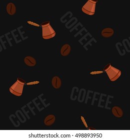 Cezve Coffee Bean Seamless Pattern