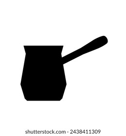 Cezve coffee maker glyph icon isolated on white background. Flat style design.