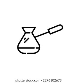 Cezve coffee pot for Turkish style coffee making. Pixel perfect, editable stroke icon