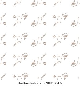 cezve coffee seamless on white background. vector illustration