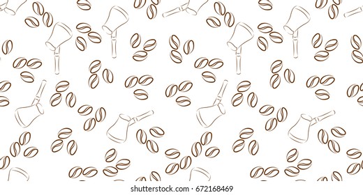 cezve coffee seamless on white background. vector illustration