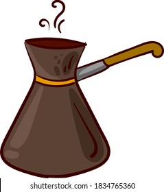 Cezve para café, ilustración, vector sobre fondo blanco
