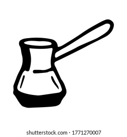 Cezve. Hand drawn vector illustration in doodle style, isolated on a white background.