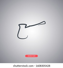Cezve icon drawn by one line. Vector illustration for your design.