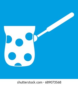 Cezve icon white isolated on blue background vector illustration