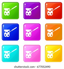 Cezve icons of 9 color set isolated vector illustration