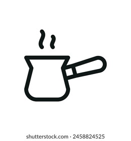 Cezve isolated icon, turkish coffee pot vector symbol with editable stroke