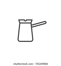 Cezve line icon, outline vector sign, linear style pictogram isolated on white. Turkish coffee pot symbol, logo illustration. Editable stroke