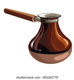The cezve for making coffee isolated on a white background. Vector illustration.