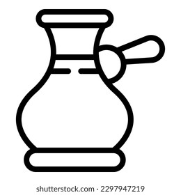 Cezve pot icon outline vector. Drink bean. Turkish coffee