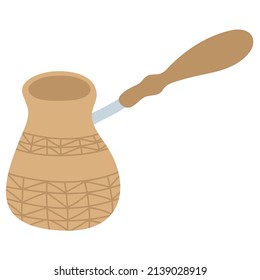 Cezve turkish coffee pot vector illustration. logo icon cafe  coffee shop. coffeepot isolated