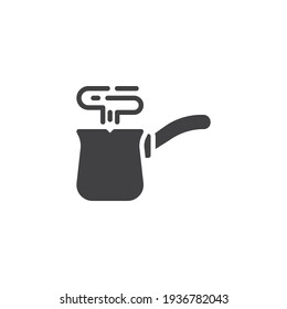 Cezve turkish coffee vector icon. filled flat sign for mobile concept and web design. Hot coffee pot glyph icon. Symbol, logo illustration. Vector graphics