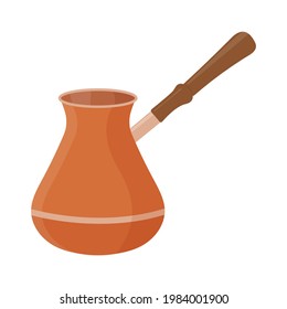 Cezve vector illustration icon in flant style. Kitchen equipment for making coffee.