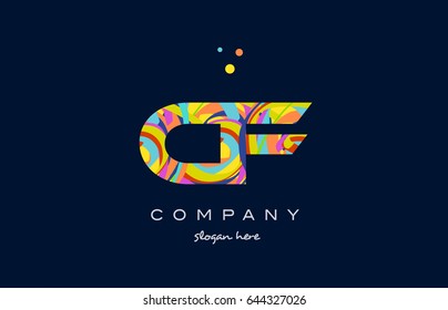 cf c f alphabet letter logo colors colorful rainbow acrylic font creative text dots company vector icon design template