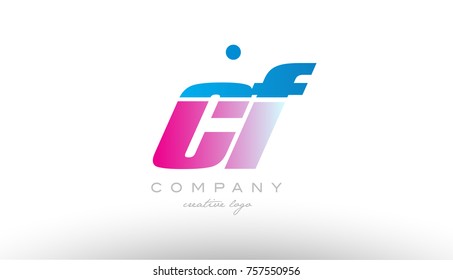 cf c f alphabet letter combination in pink and blue color. Can be used as a logo for a company or business with initials