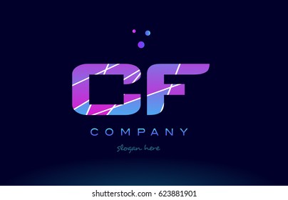 cf c f  creative color blue background pink purple magenta alphabet letter company logo vector icon