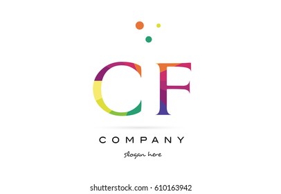 cf c f  creative rainbow colors colored alphabet company letter logo design vector icon template