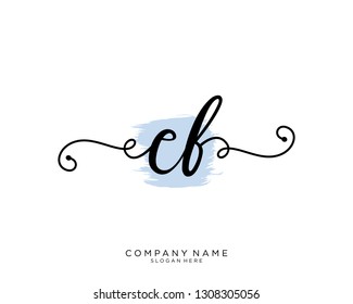 CF C F Initial handwriting logo template