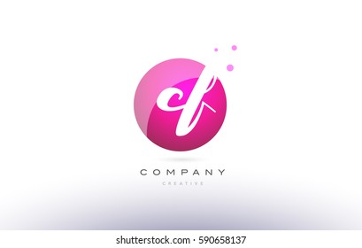 cf c f  sphere pink 3d alphabet company letter combination logo hand writting written design vector icon template 