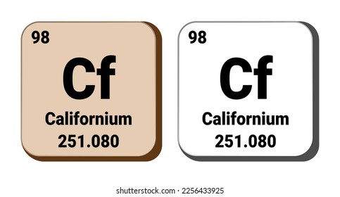 Cf, Californium element vector icon, periodic table element. Vector illustration EPS 10 File. Isolated on white background.