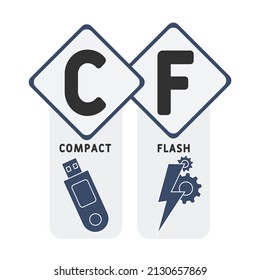 CF - Compact Flash acronym. business concept background. vector illustration concept with keywords and icons. lettering illustration with icons for web banner, flyer, landing pag