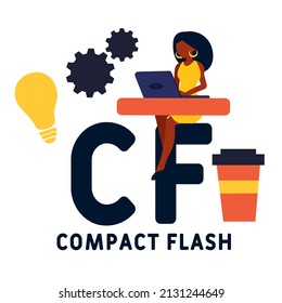 CF - Compact Flash acronym. business concept background. vector illustration concept with keywords and icons. lettering illustration with icons for web banner, flyer, landing pag