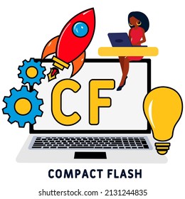 CF - Compact Flash acronym. business concept background. vector illustration concept with keywords and icons. lettering illustration with icons for web banner, flyer, landing pag