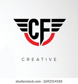 CF Creative Wings Letter Logo with Modern Shield - Powerful Business and Branding Symbol	

