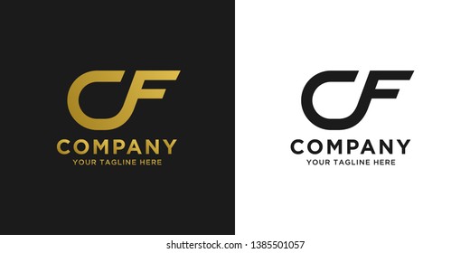 CF elegant logo template in gold color, vector file .eps 10, text and color is easy to edit