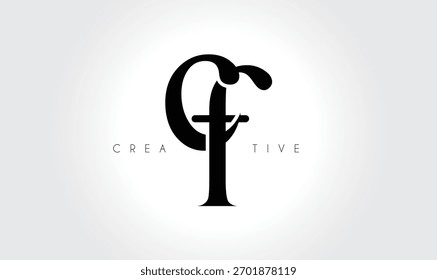 CF Elegantes Serif Monogram Logo - Luxuriöses typografisches Kleinbuchstaben-Zeichen für modernes Branding