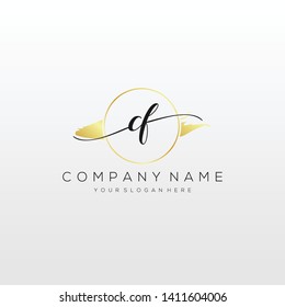 CF handwriting initial logo template vector.