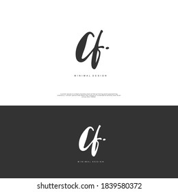 CF Escritura a mano inicial o logotipo manuscrito para la identidad. Logo con firma y estilo dibujado a mano.
