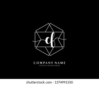 CF initial handwriting logo geometric template vector